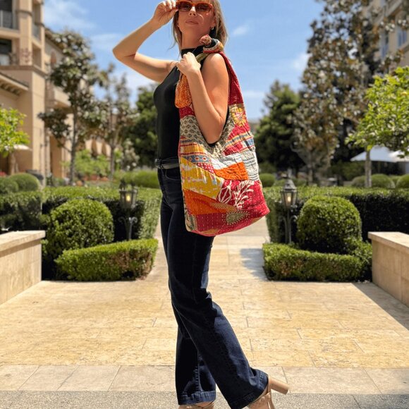 Kathmandu Collection Kantha Patchwork Hobo Bag - Picture 7 of 7